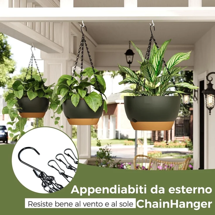 Blumenampeln Makramee 3er Set Selbstbewässerung Kette Schwarz – Bild 6
