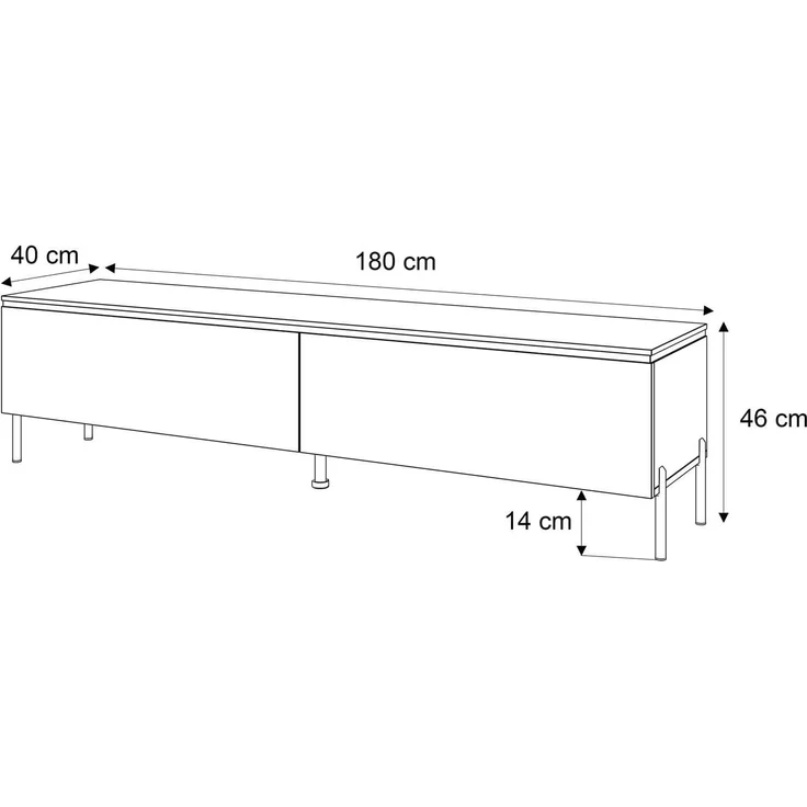 Lookway Lowboard AURORA auf Beinen TV-Schrank in Weiß / Weiß hochglanz, Breite 180 cm – Bild 7