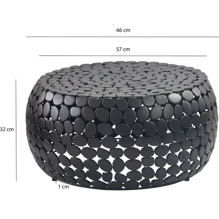 FINEBUY Couchtisch FB74464 Sofatisch Alu Wohnzimmertisch 66cm Loungetisch Metall Rund (Strukturierte Metalloberfläche mit moderner Wirkung), Kompakte Tischform für stilvolle Wohnbereiche – Bild 3