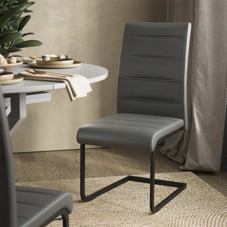 Esstisch-Set Loyd Weiß/Grau 120 x 120 cm mit 4 Esszimmerstühlen, Grau Vicco – Bild 4