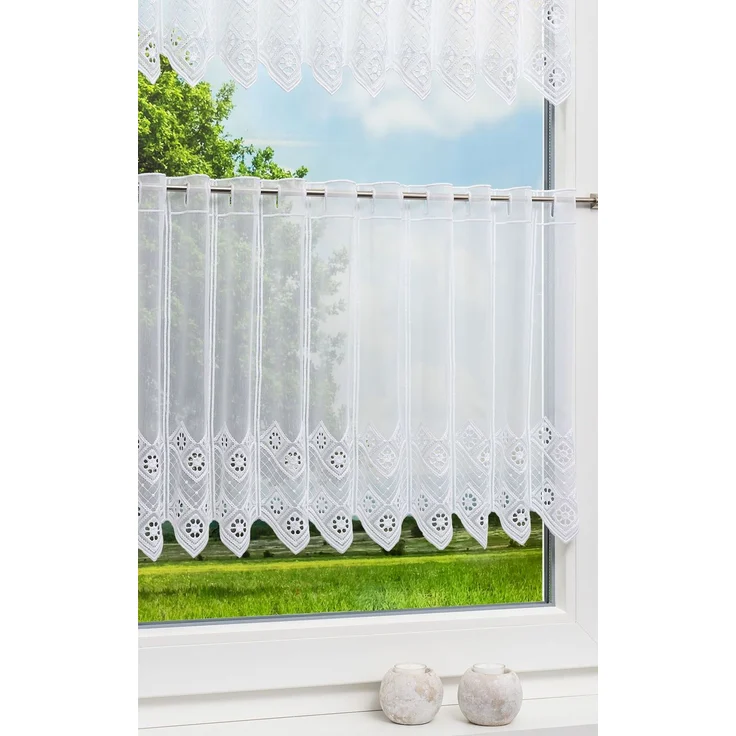 Lysel Scheibengardine Rautendesign (Bx H) 88cm * 45cm weiß/reinweiß – Bild 2