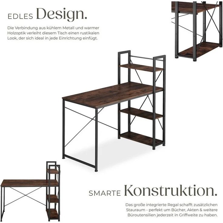 tectake Schreibtisch Computer-Schreibtisch (1-St, 1 tlg), Markanter Computer-Schreibtisch im typischen Industrial Style – Bild 2