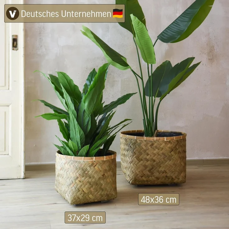 VIVANNO Blumentopf Bambus CISTELLA Rund - Natur Geflochten (1 St), 37x29 cm – Bild 5