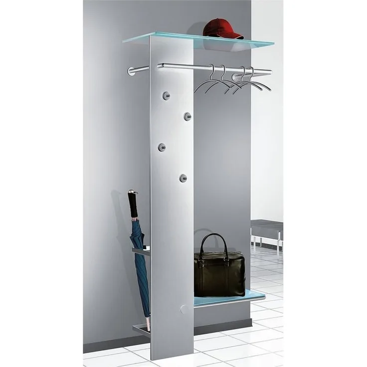 'Kent' Garderobe, Alusilber, 180 x 36 x 80 cm