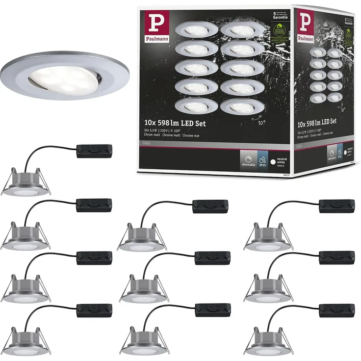 Paulmann No. 99925 Einbauleuchte LED Calla rund 10er-Set Chrom matt schwenkbar