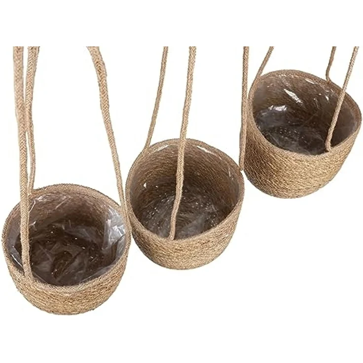 Spetebo Übertopf Seegras Blumenampel natur - 3er Set (Packung, 1 tlg), Geflochtene Boho Chic Blumentöpfe – Bild 3