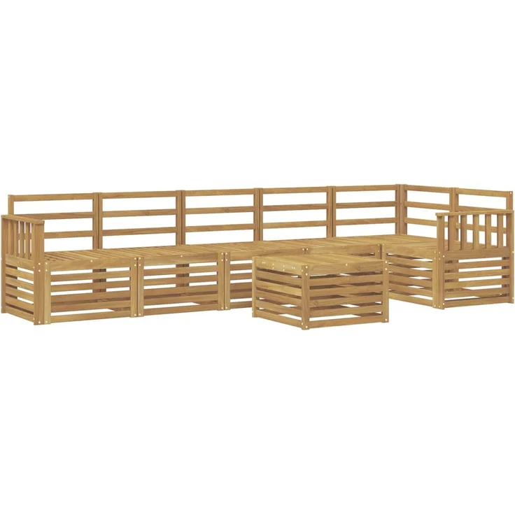 vidaXL Outdoor-Sofagarnitur 7 stk. 6-Sitzer Weiß Massivholz Akazie 3391944 – Bild 2
