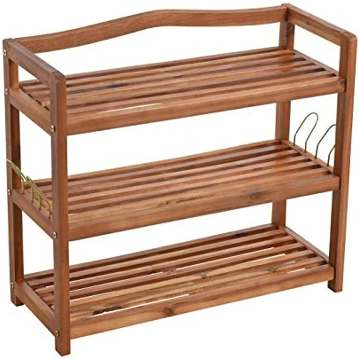 Holz Schuhregal Schuhschrank Schuhablage Holzregal Schrank Ablage Akazie Massiv – Bild 2
