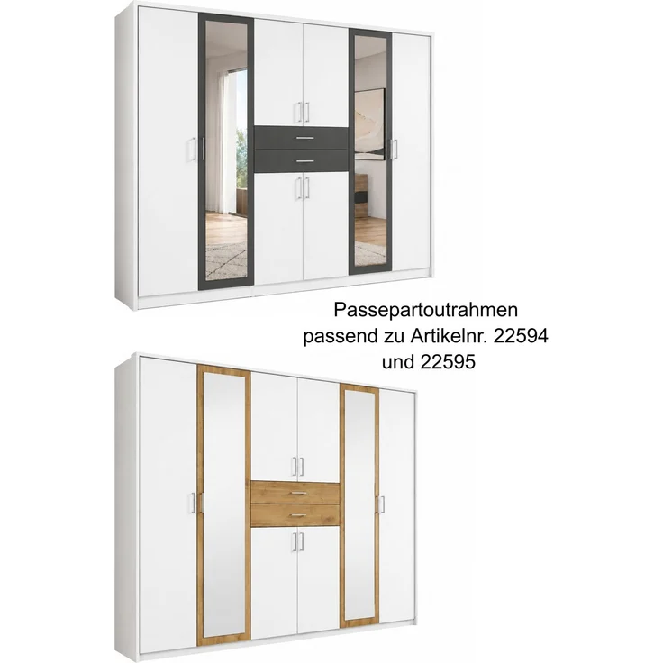 Passepartoutrahmen zu Kleiderschrank Abschlussrahmen Drehtürenschrank, Weiß, 273cm – Bild 4