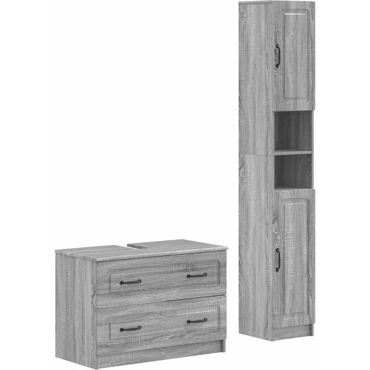 vidaXL 2-teiliges Badezimmer Schrank Set UTRECHT Sonoma-Grau 3417573 – Bild 1