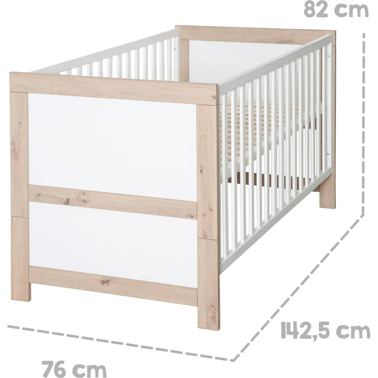 roba Kinderzimmerset 'Malo' - 2-teilig - inkl. Kinderbett 70 x 140 cm & Wickelkommode - Weiß / Natur – Bild 9