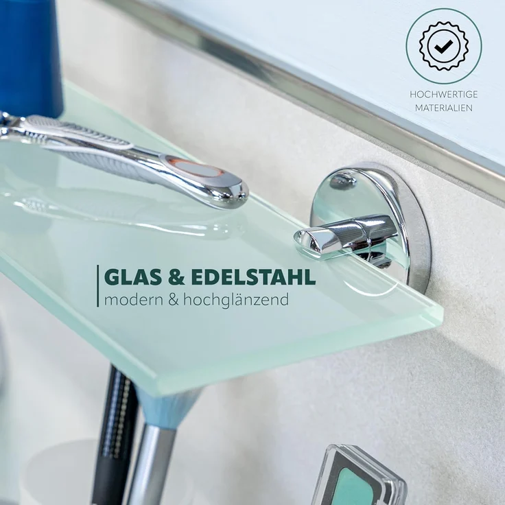 bremermann 'LUCENTE' Wandregal, Glas / Edelstahl, 46 x 13 x 5,8 cm – Bild 5