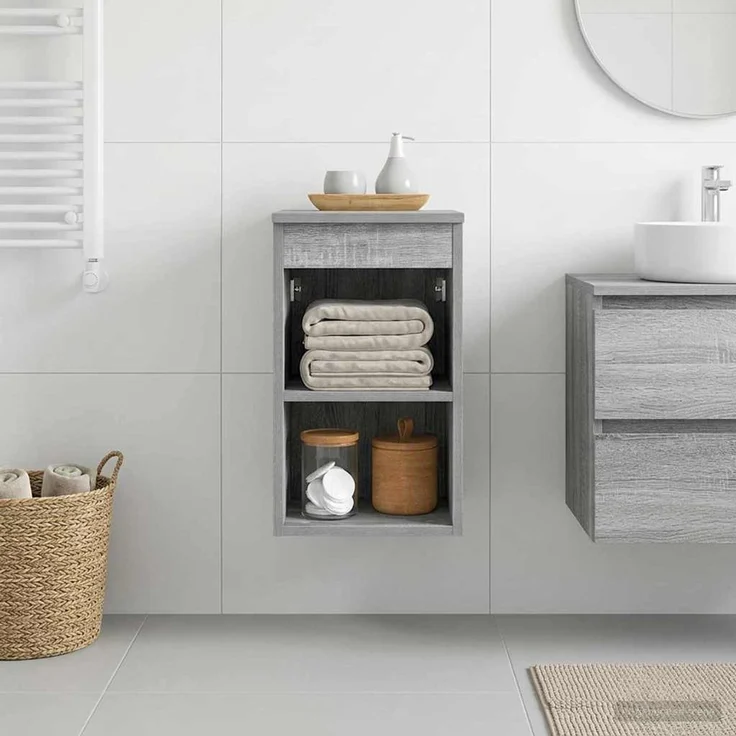vidaXL Badezimmerschrank Grau Sonoma 30 x 41 x 50 cm Holzwerkstoff 890347 – Bild 4
