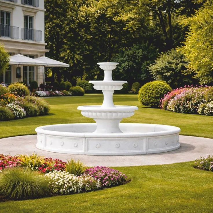 Casa Padrino Barock Garten Deko Springbrunnen Weiß Ø 255 x H. 171 cm – Bild 2
