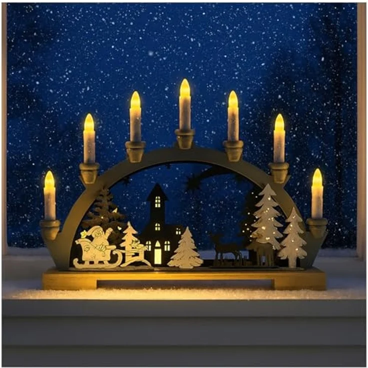 HTI-Living mit Weihnachtsmotiv und 7 LED Kerzen Moderner Schwibbogen LED Holz... – Bild 3