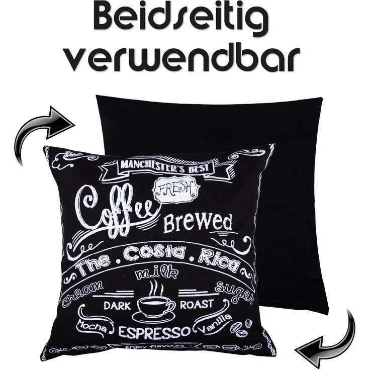 Dekokissenhülle 40x40cm mit modernem Muster, beidseitig verwendbar in verschiedenen Farben aus 100% Baumwolle Schwarz – Bild 3