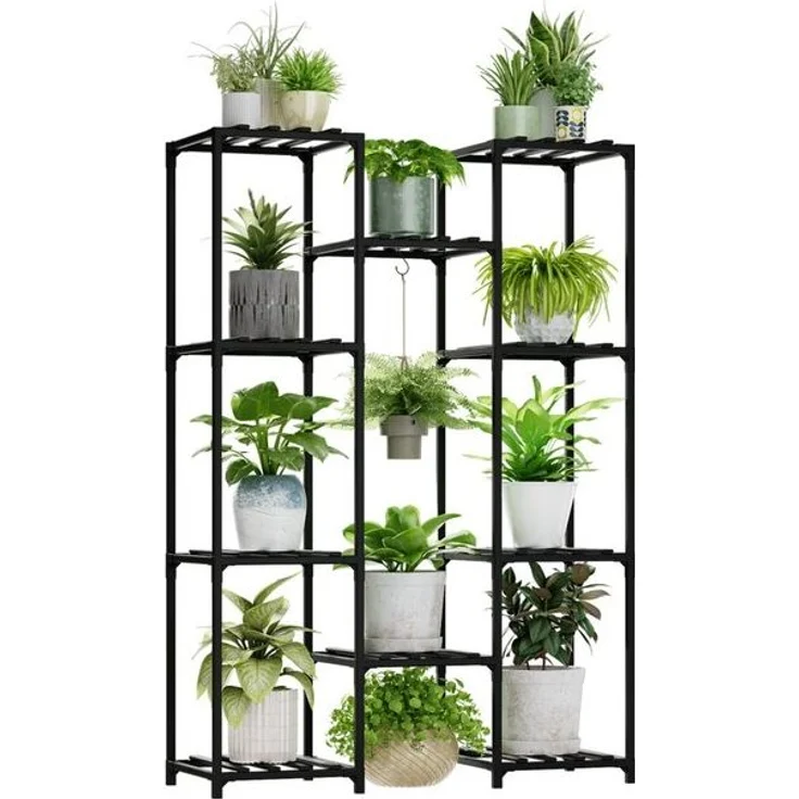 Bamworld Blumenständer Pflanzenständer Hoher Pflanzenstufen Pflanzenregal (1 St), Mehrstufiges Blumenregal für Außen (Terrasse/Balkon/Garten) – Bild 4