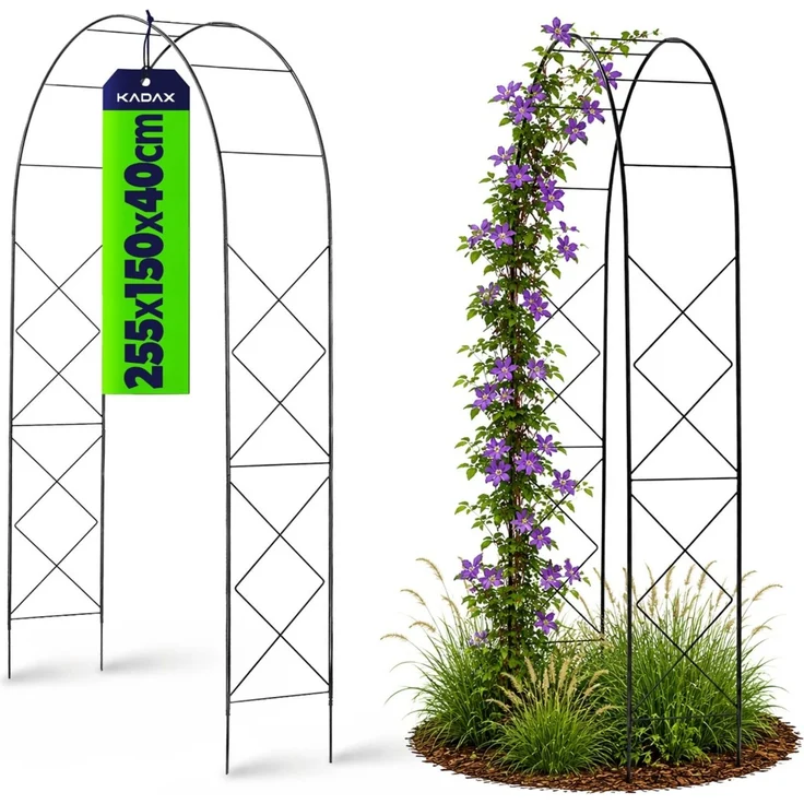 KADAX Garten-Pergolabogen aus Metall für Rosen, Kletterpflanzen, Blumen, Blumenstütze, 255 cm – Bild 1
