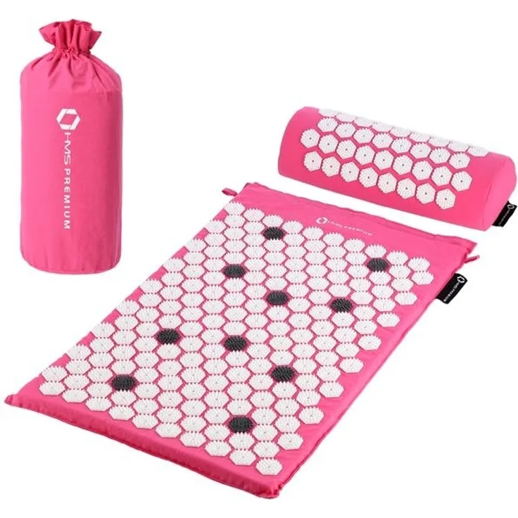 Akupressurmatte Set 65x42cm mit Kissen Pink-Weiß