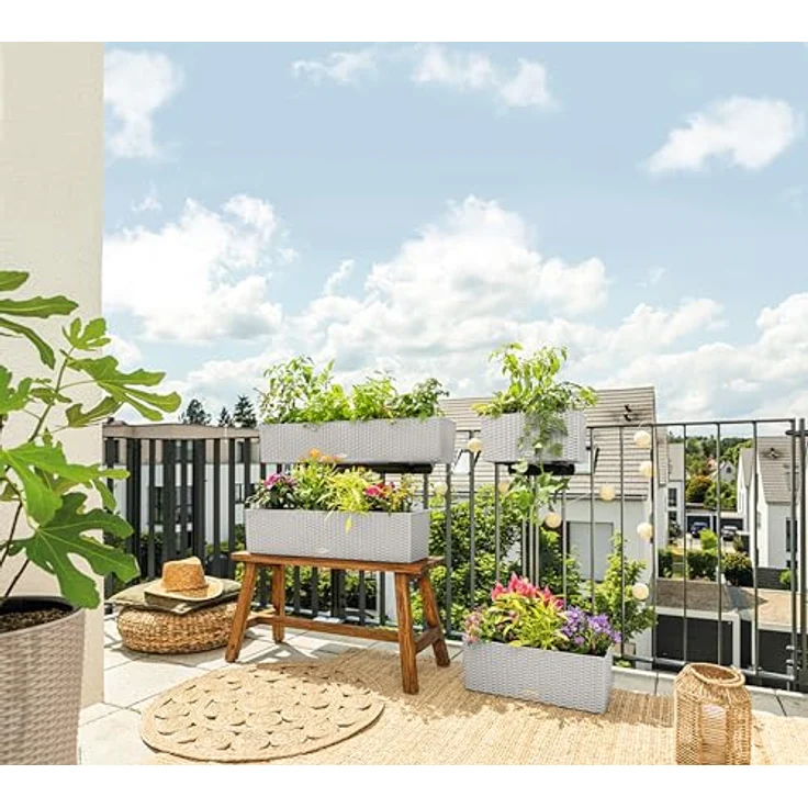 Lechuza Balconera Cottage, Balkonkasten mit Erd-Bewässerungssystem, max. 100 cm, lichtgrau – Bild 4