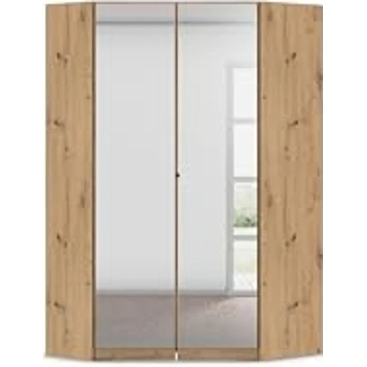 Rauch Möbel Costa, Eckschrank, Kleiderschrank für Schlafzimmer, Kinderzimmer, Babyzimmer, 2-türig, mit Spiegel, Zubehör Classic, Farbe Eiche Artisan, Holz, Breite 208 cm – Bild 3