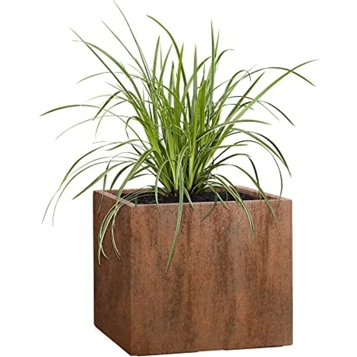 Pflanzwerk® Pflanzkübel CUBE Premium Fiberglas Blumenkübel Frostbeständig mit Lotus-Effekt, Lotus-Effekt - Handgefertigt - Eckig - Frostbeständig