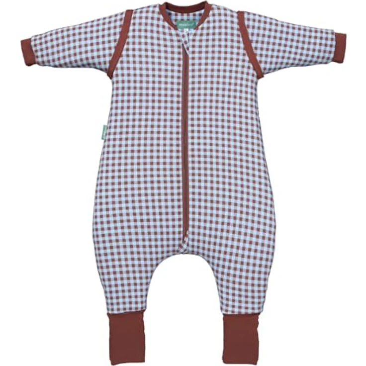 molis&co. Baby-Schlafsack mit Füßen, abnehmbare Ärmel und Socken. 2.5 TOG. Ideal für die Übergangszeit und den Winter. 100% Baumwolle (Oeko-TEX 100). (Vichy Brown&Blue, 90 cm (3 Jahre)) – Bild 2