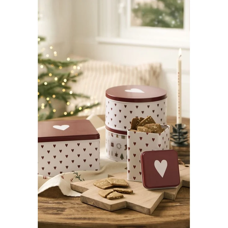 Ib Laursen - Gebäckdose Plätzchendose Weihnachtsgebäckdose Herzen Rund 32972-00 – Bild 2