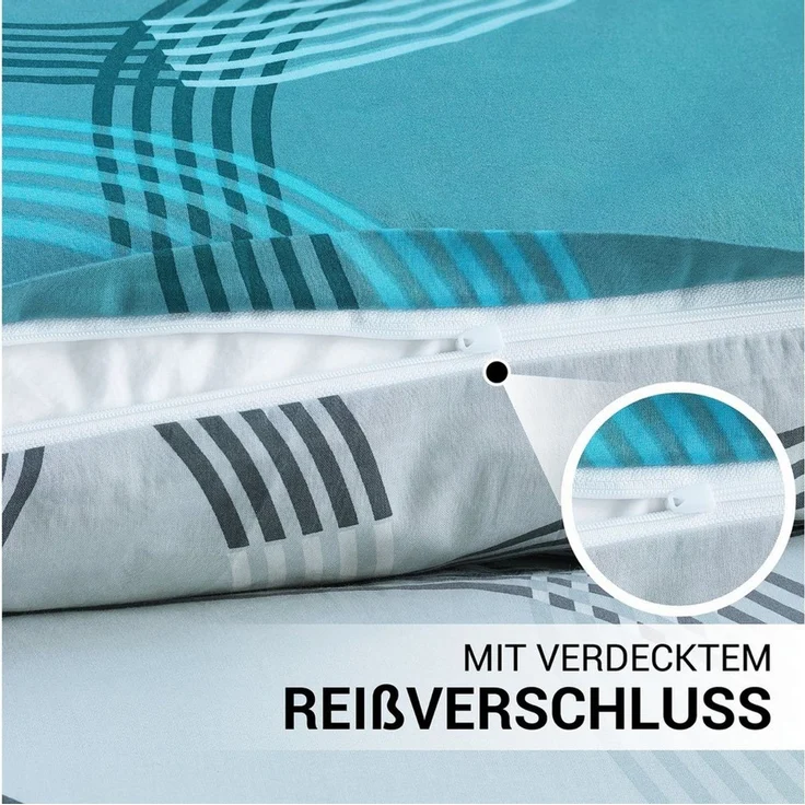 Malika Bettwäsche 135x200 + 80x80 cm atmungsaktiver Baummwoll Renforce Bettbezug, Renforce Baumwolle, 2 teilig, Für Allergiker geeignet, pflegeleicht, angenehm weicher Stoff – Bild 4