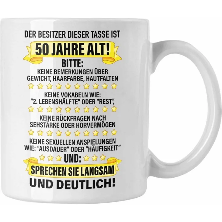 Trendation Tasse Trendation - 50. Geburtstag Männer Tasse Geschenk Geschenkidee 50er Geburtstag Spruch Perfektion Vater Papa Lustiger Spruch Witzig