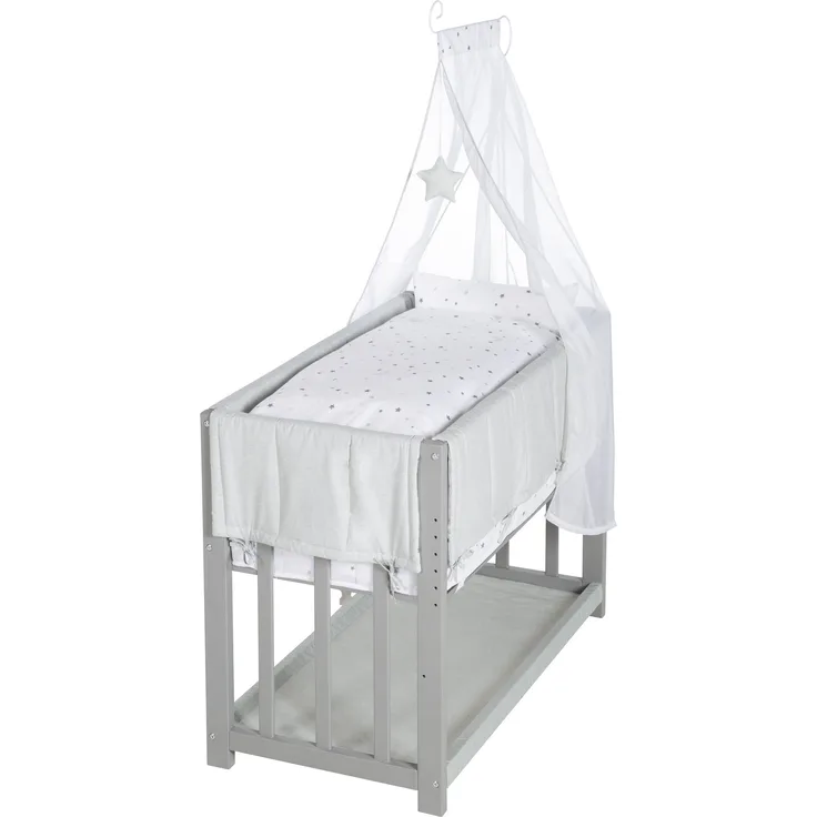 roba Stubenbett 'Sternzauber' grau - Beistellbett - Babybett - Kinderbank - Taupe