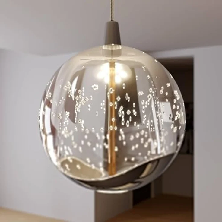 Lucande LED-Pendellampe Hayley, 96 cm, 5-flg., verchromte Details, Glaskugeln, elegantes Lichtdesign – Bild 8