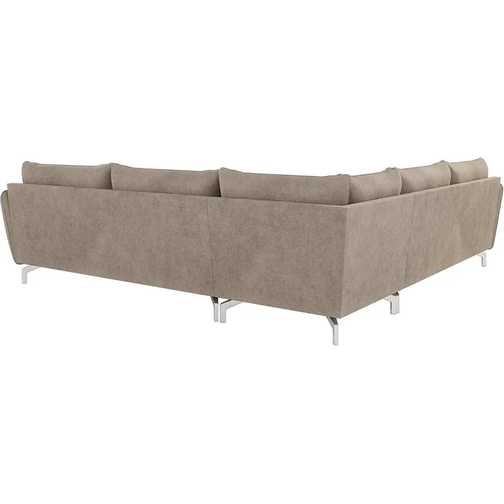 S-Style Möbel Ecksofa Benita mit Silber Metall Füßen, Ottomane links oder rechts bestellbar, mit Wellenfederung – Bild 2