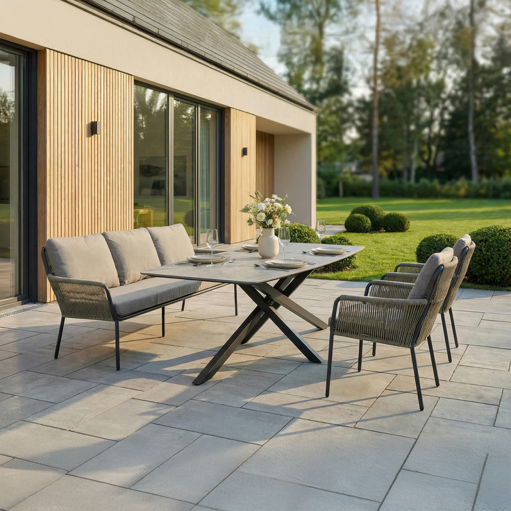 LC Garden 'COMO' Gartenbank, 3-Sitzer, Rope 5mm rund, inkl. Auflage, Aluminium grau, 89 x 82 x 200 cm – Bild 2