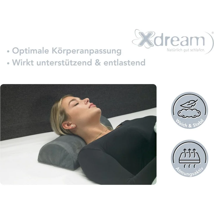 XDREAM Halbrolle ergonomisches Nackenkissen halbrund, Lagerungskissen, Funktionskissen, 1-tlg, wirkt stützend und entlastend, super weicher Mikroplüsch-Bezug – Bild 3