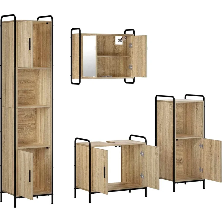 vidaXL Badezimmerschrank-Set 4 stk. Sonoma-Eiche 40 x 36 x 181 cm 3444592 – Bild 7