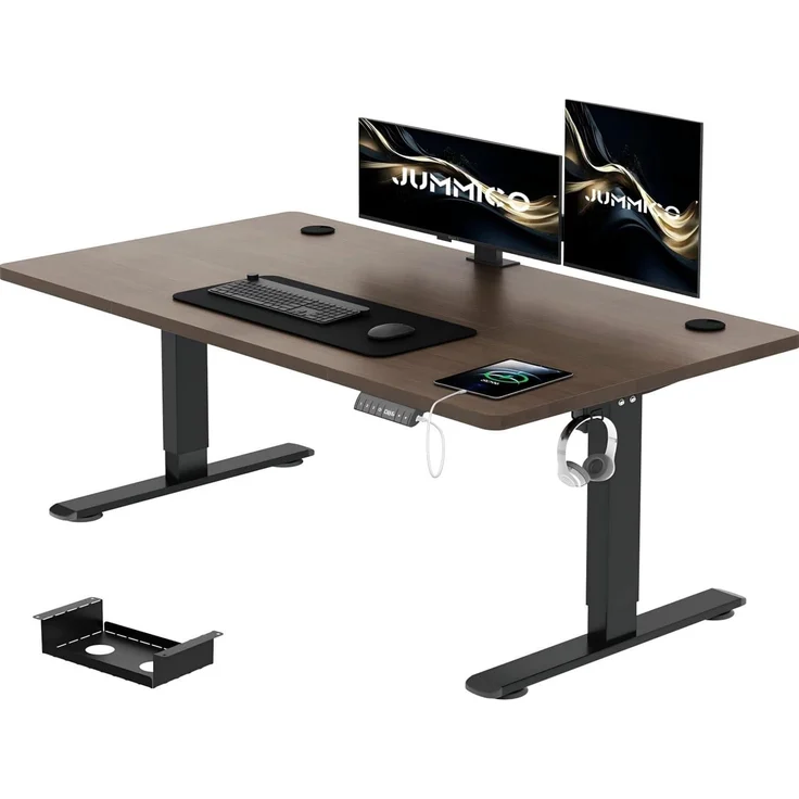 JUMMICO Schreibtisch höhenverstellbar mit 4 Memory-Funktionen, Nussbaum, 120x80 cm – Bild 1