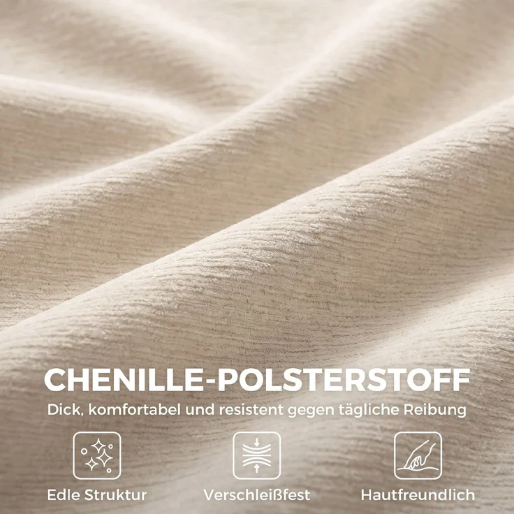 HOMCOM 3-Sitzer-Sofa, Chenille (100 % Polyester), Schaumstoff, Cremeweiß, 244 x 95 x 70 cm – Bild 7