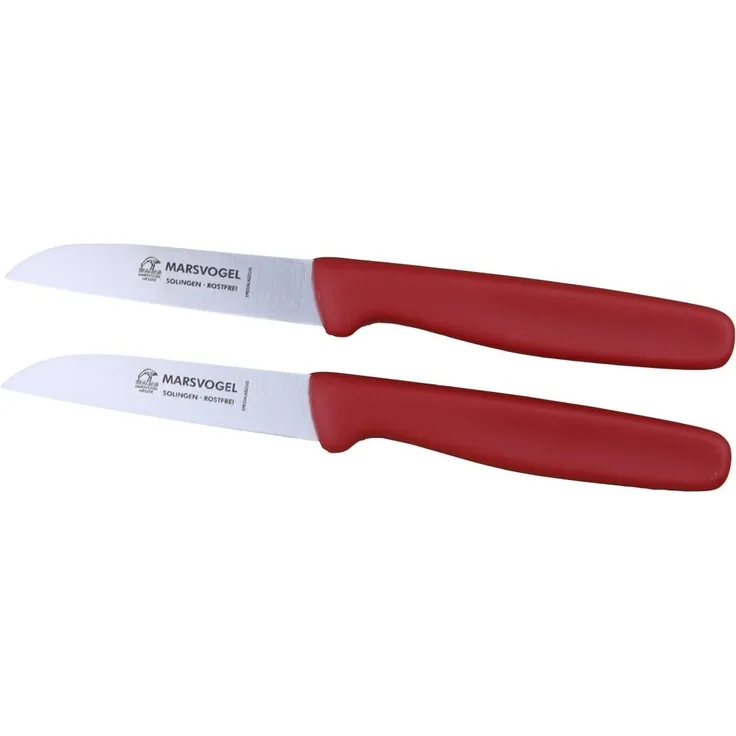 Marsvogel - Duo Pack Gemüsemesser Set Rot - gerade Klinge - Griffe aus PP Kunststoff - Made in Solingen