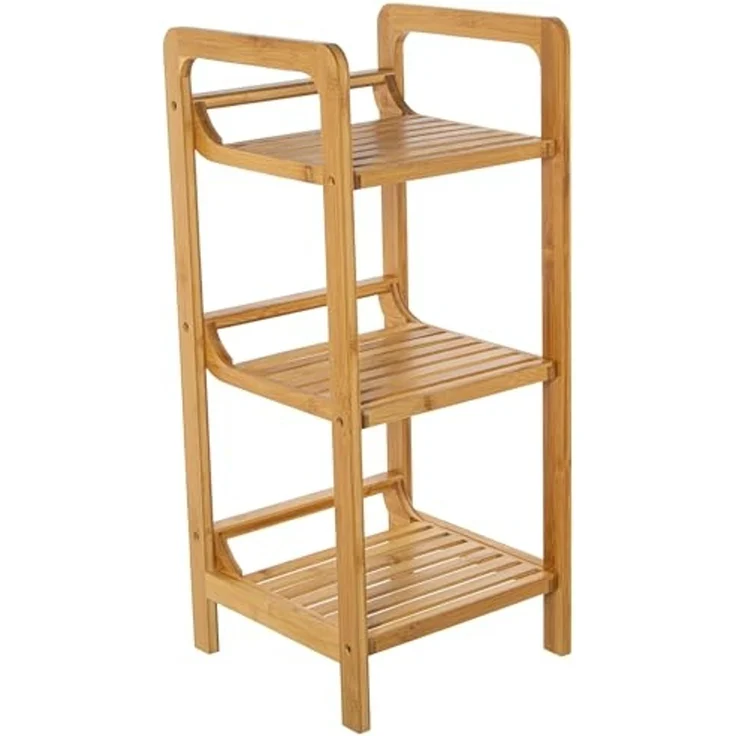 DRW Badezimmerregal mit 3 Ablagen aus Holz, Natur, 30 x 30 x 70 cm – Bild 1