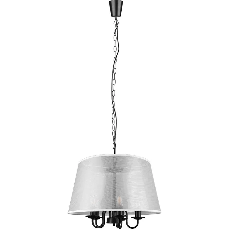 Hängelampe, Metall, 5 flammig, schwarz matt, H 150cm