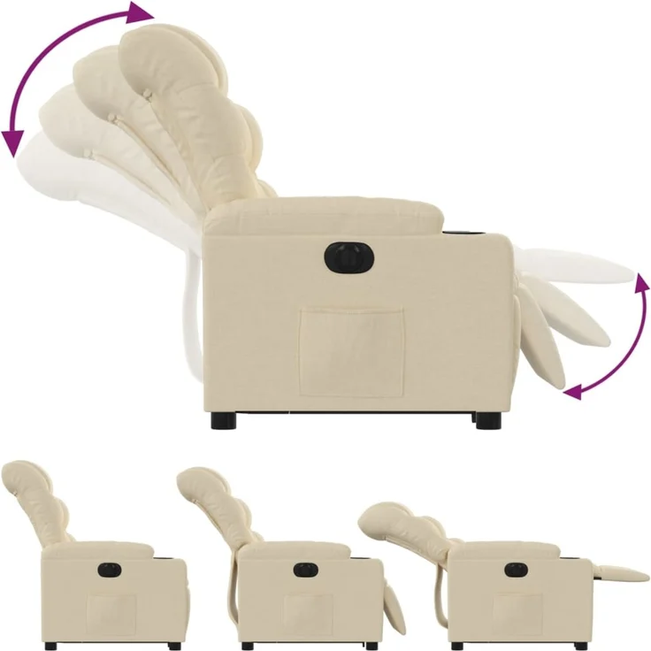 Relaxsessel, Fernsehsessel, Schlafsessel mit Aufstehhilfe Elektrisch Creme Stoff – Bild 7