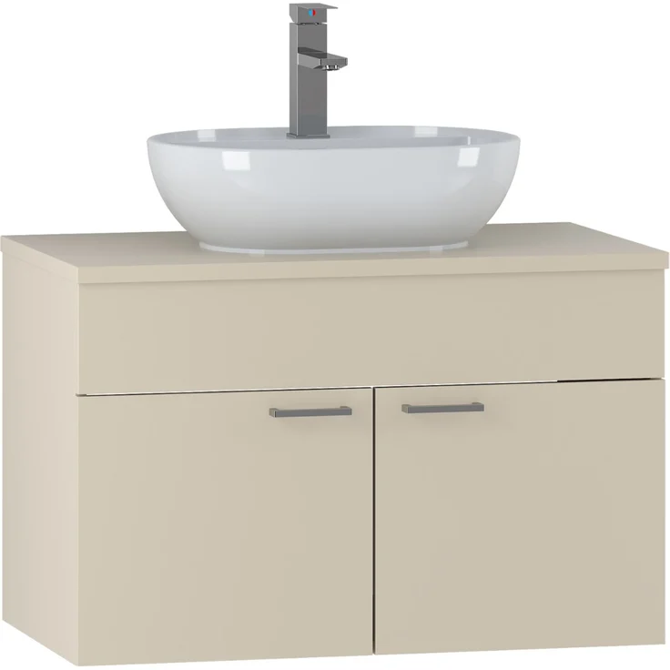 Badplaats Waschbeckenunterschrank Colorado 80x46 cm Cashmere - Hängender Badezimmerschrank mit 2 Schubladen – Bild 1