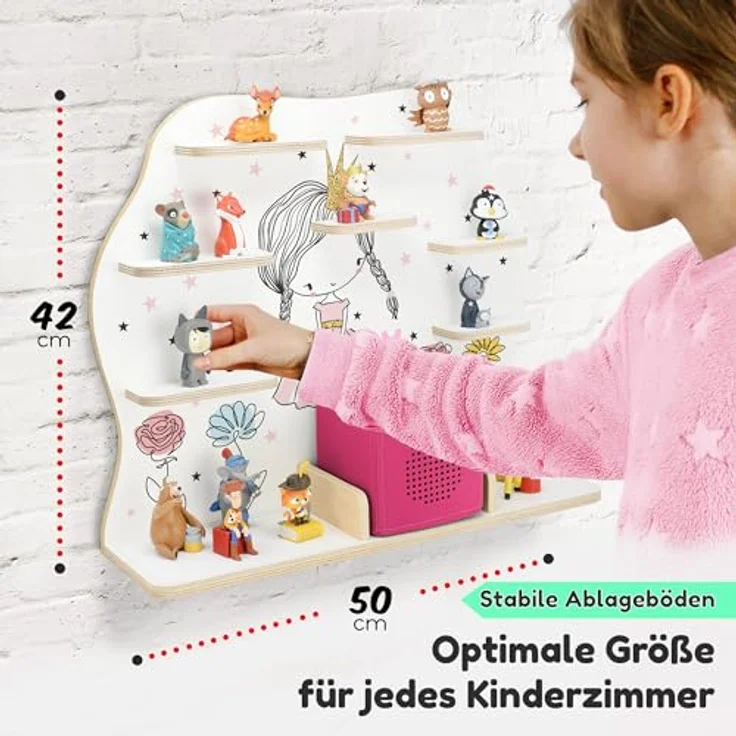 stadtecken Kinder Regal für Musikbox I Geeignet für die Toniebox und ca. 50 Tonies I Perfekte Aufbewahrung für Kinderzimmer I zum Aufstellen oder Aufhängen (Blumenprinzessin, Groß) – Bild 3