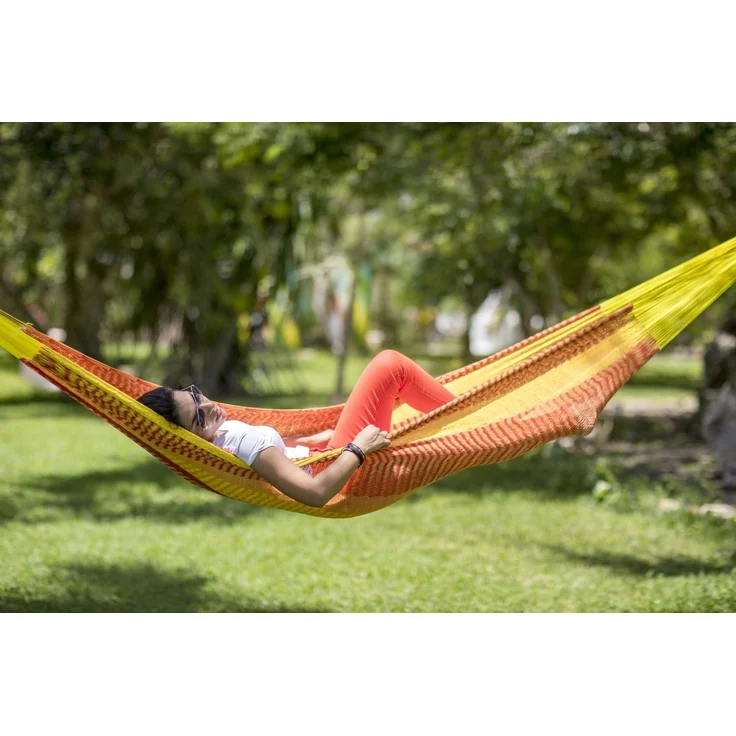 MacaMex Mexikanische Netzhängematte Double Solar Plus multicolor, 200 cm x 410 cm – Bild 1