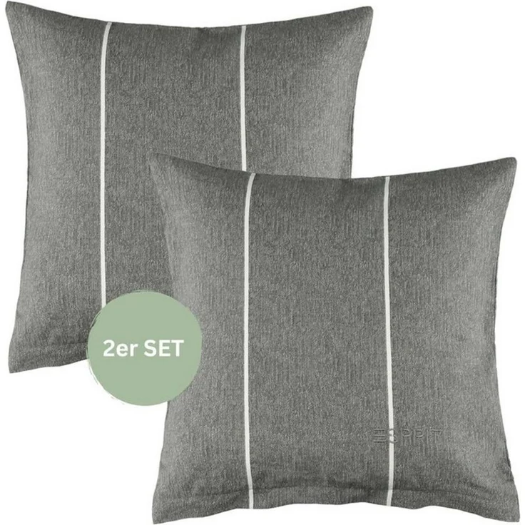 Esprit Bettwäsche HARPLINES Renforcé Kissenbezüge und Bettwäsche, Baumwolle, 2 teilig, 40x40 cm 2er Pack in Anthrazit