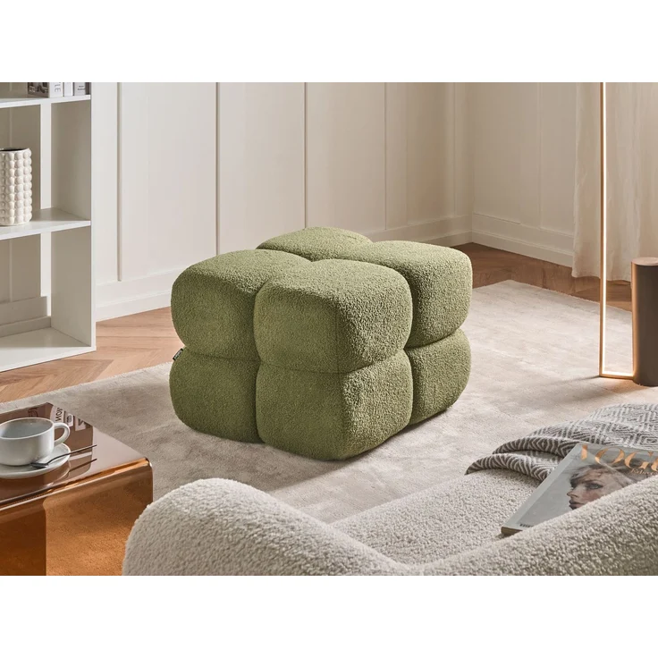 Pouf CALIENTE Bouclé Grün – Bild 3