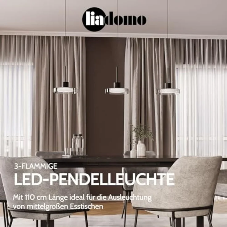 Liadomo LED Pendelleuchte Volos, dimmbar, LED fest integriert, Warmweiß, Neutralweiß, Tageslichtweiß, aus Glas, Fernbedienung inkl, Nachtlicht, Timerfunktion – Bild 4