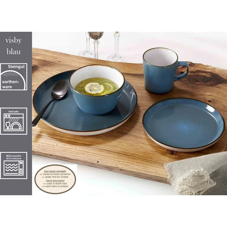 Ritzenhoff & Breker Visby Dessert-Teller ø 20,5 cm 8er Set Dunkelblau – Bild 3