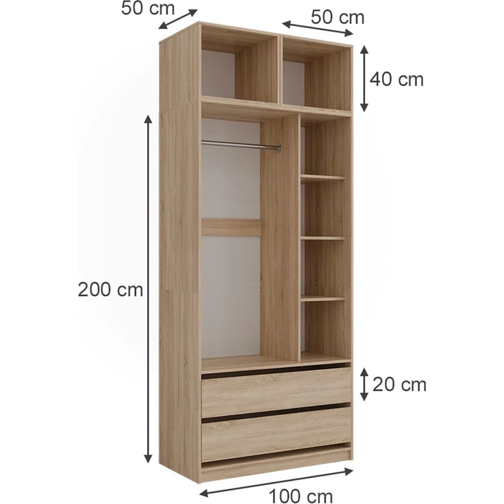 Kleiderschrank Elmo Sonoma 50 x 40 cm 3er Set Vicco – Bild 2